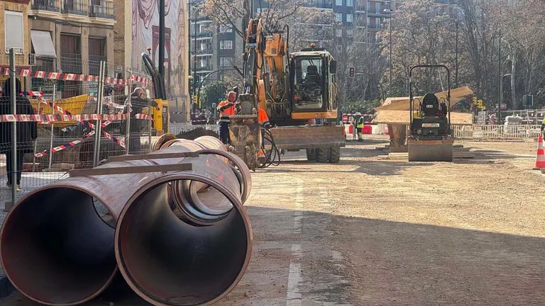 Obras en la plaza de San Miguel. Foto: Ayuntamiento de Zaragoza