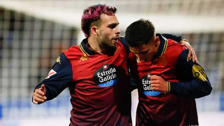Mella, baja segura, y Yeremay, seria duda, en la ida del D&eacute;por contra el Real Zaragoza. Foto: LaLiga
