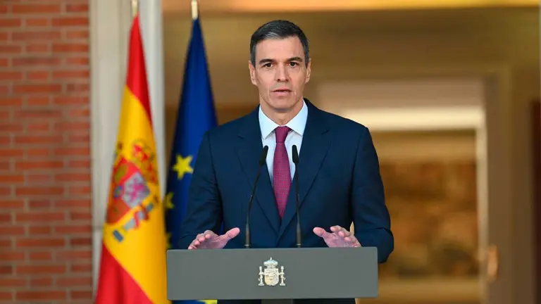 Pedro S&aacute;nchez durante una intervenci&oacute;n en La Moncloa. Foto: Pool Moncloa