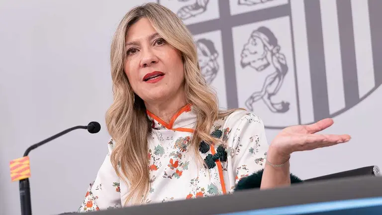 Mar Vaquero, portavoz del Gobierno de Arag&oacute;n en funciones, este mi&eacute;rcoles en rueda de prensa. Foto: DGA/ Fabi&aacute;n Sim&oacute;n