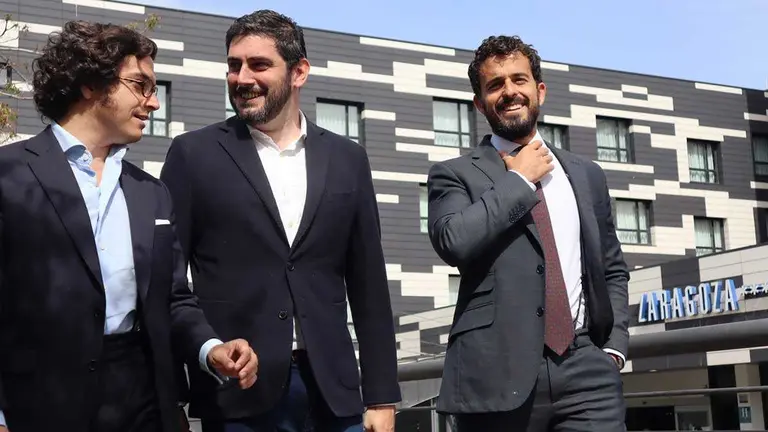 Imagen de archivo. Los voxistas Jos&eacute; Mar&iacute;a Figaredo, Alejandro Nolasco y Carlos Hern&aacute;ndez Quero en Zaragoza. Foto: Vox Arag&oacute;n