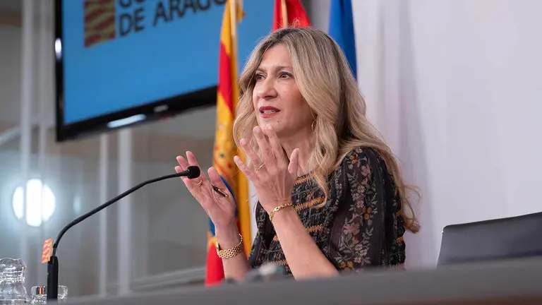 La vicepresidenta Vaquero, este viernes, tras el Consejo Extraordinario. Foto: DGA/ Fabi&aacute;n Sim&oacute;n