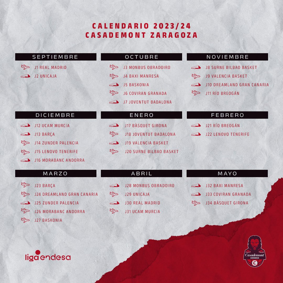 Calendario Casademont Zaragoza