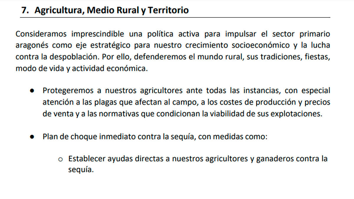 Extracto relativo a las ayudas directas, una de las grandes peticiones del sector