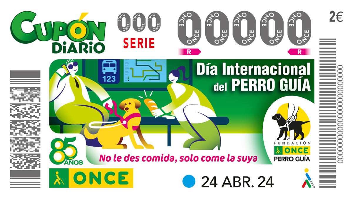 Este es el cupón, con un precio de dos euros, que ha elegido la ONCE por el Día Internacional del Perro Guía