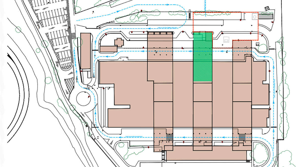 Plano de las urgencias, con el nuevo edificio en verde