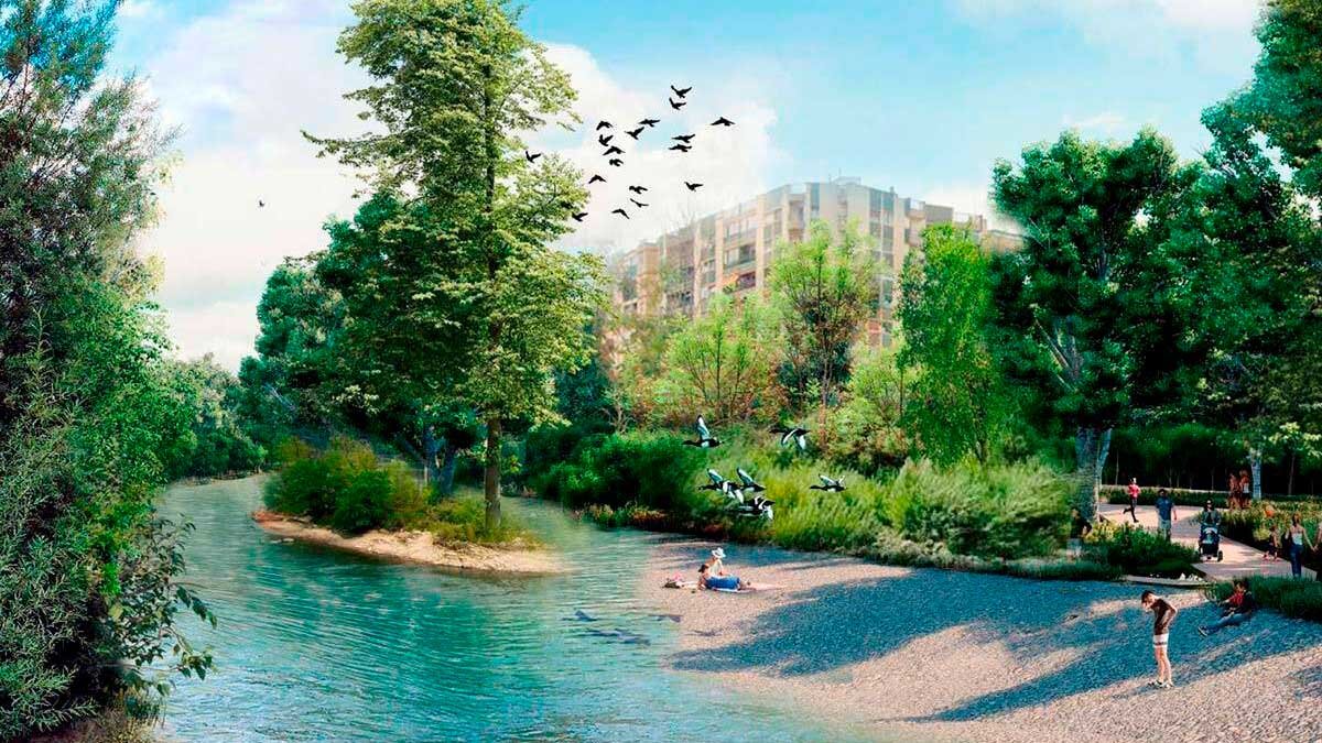 Recreación de cómo quedará el río Huerva a su paso por Zaragoza