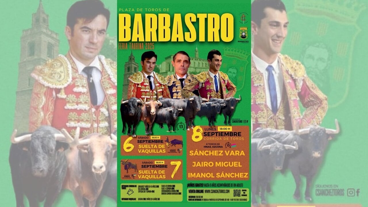 Cartel de la Feria Taurina de Barbastro 2025. (Foto: Ayuntamiento de Barbastro)