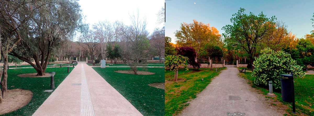 Comparativas actuales y desaparecidas. De arriba a abajo y de izquierda a derecha:
Manuel Ordóñez-Google Maps. 
María Pilar Gonzalo Vidao-José Luis de Dios para Anteayer Fotográfico Zaragozano