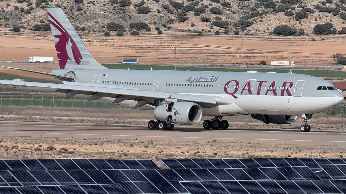 Avión catarí en el Aeropuerto de Teruel. Foto: DGA