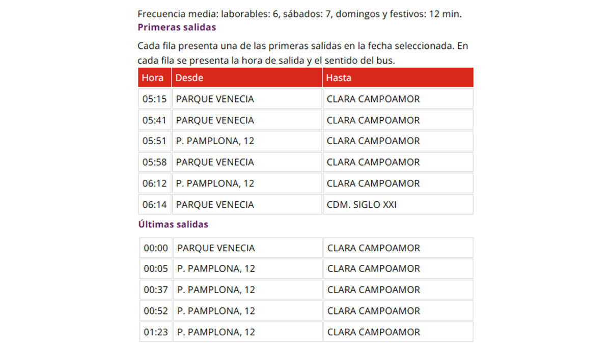 Salidas-Línea-23-Primeras-Últimas-Zaragoza-Parque-Venecia